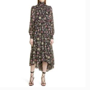 CINQ A SEPT RIKA PAISLEY HIGH LOW HEM FLORAL MAXI DRESS sz 2